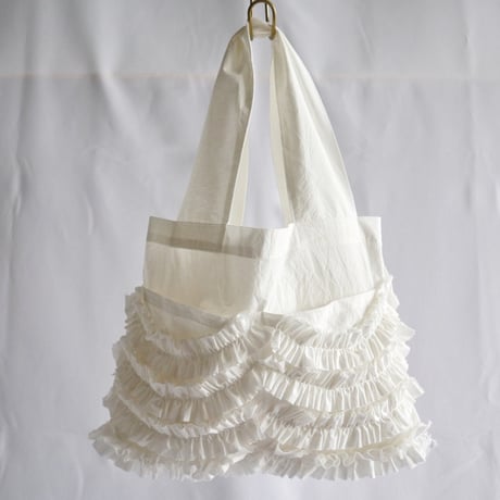 shirring pocket cotton bag (off white)