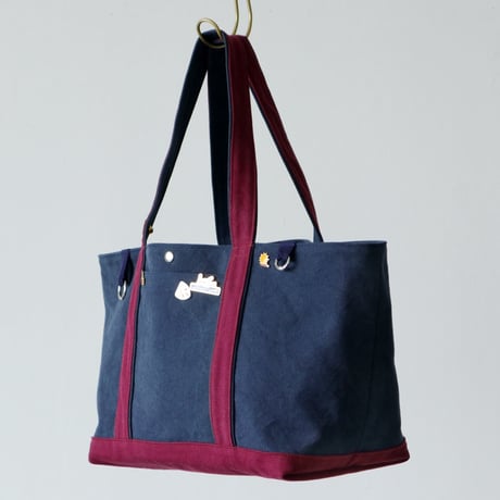 canvas tote bag (navy & bordeaux)