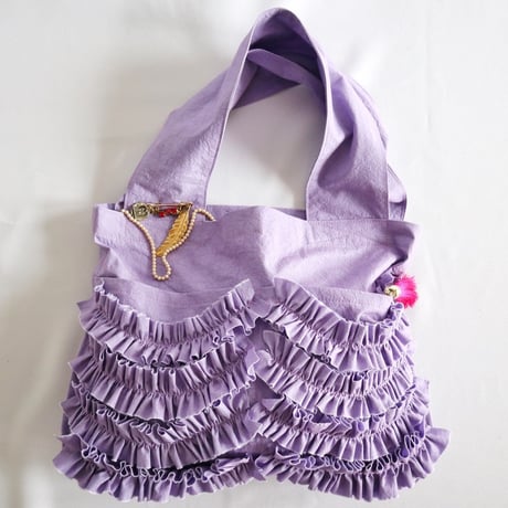 shirring pocket cotton bag (lavender)
