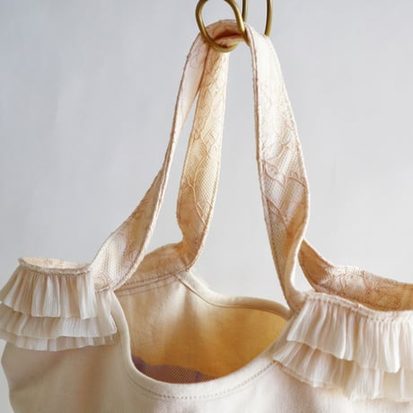 "upcycle" vintage embroidery bucket bag  (ecru)