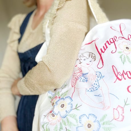 "upcycle" vintage embroidery bag (ecru)