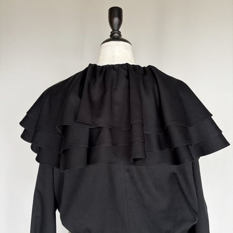 frill collar blouse (black)