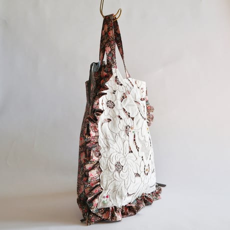 "upcycle" vintage lace  bag  (old rose)