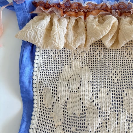 "upcycle" vintage lace  bag  (cornflower blue)