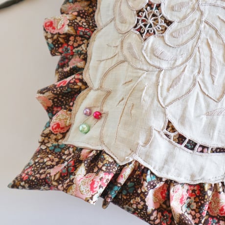"upcycle" vintage lace  bag  (old rose)