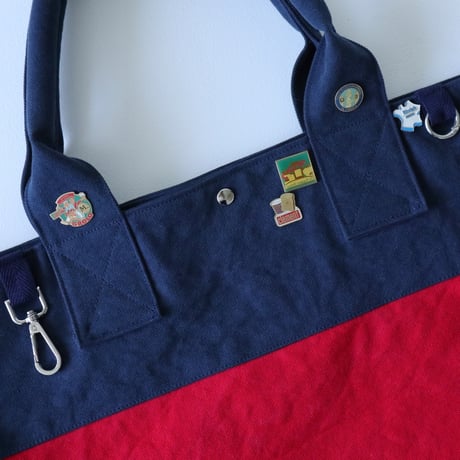 bicolor tote bag (navy & red)