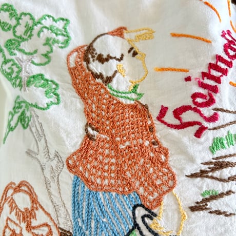 "upcycle" vintage embroidery bag (brown)