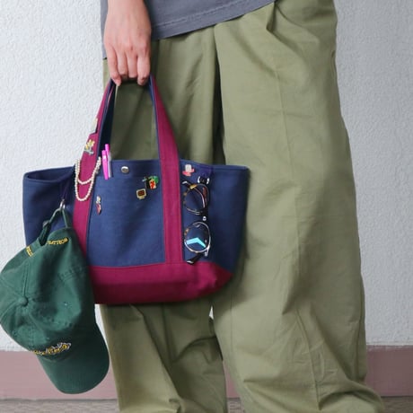 canvas tote bag (navy & bordeaux)