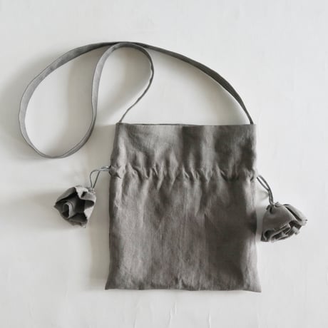 linen tote bag & linen drawstring  shoulder bag  (gray)