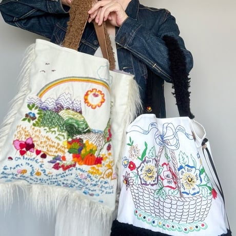 "upcycle" vintage embroidery bag (black)