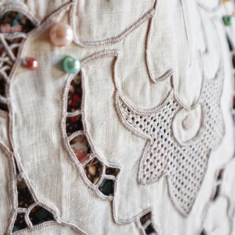 "upcycle" vintage lace  bag  (old rose)
