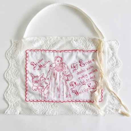 "upcycle" vintage embroidery lace bag  (man)