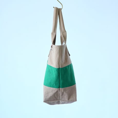 bicolor tote bag (mushroom & green)