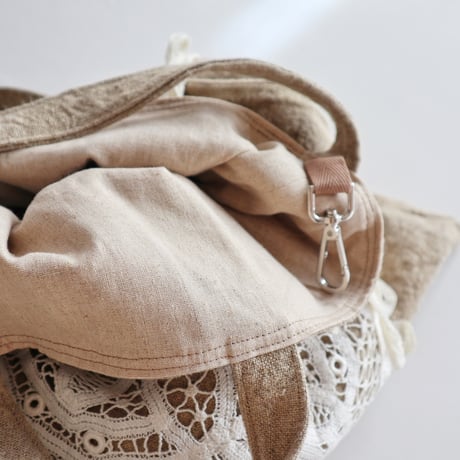 itarian linen drawstring 2way bag (doily)