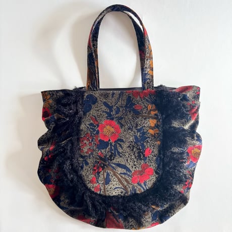 vintage fabric gather bag  "A"