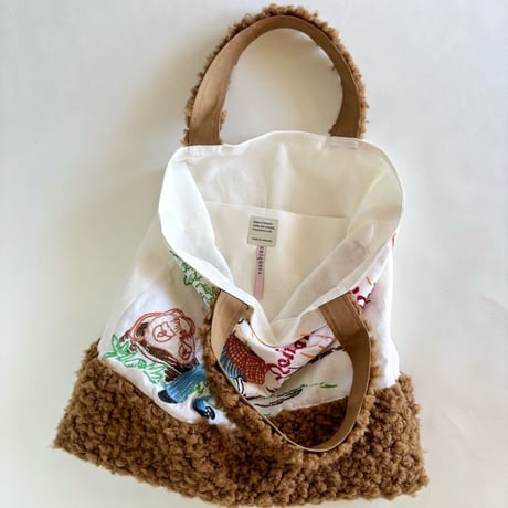 "upcycle" vintage embroidery bag (brown)