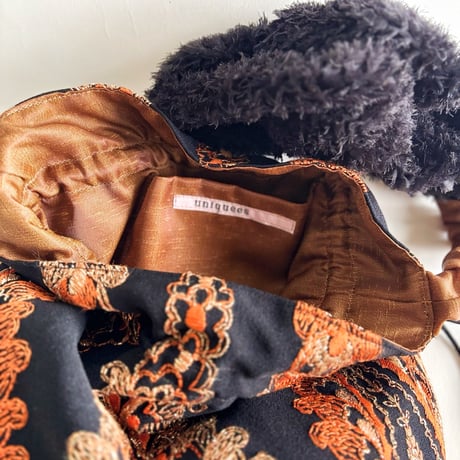 "upcycle"  vintage skirt  drawstring bag