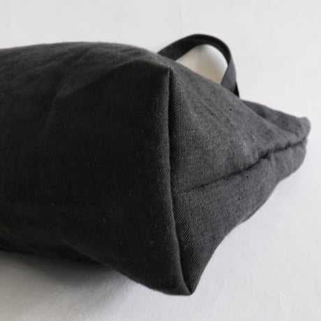 linen tote bag & linen drawstring  shoulder bag  (black)