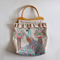 embroidery wood handle bag  (peacock)