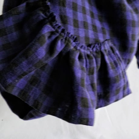 italian linen gingham check  bag (blue)