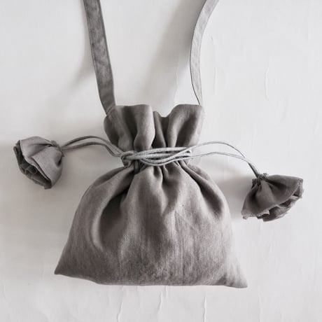 linen tote bag & linen drawstring  shoulder bag  (gray)