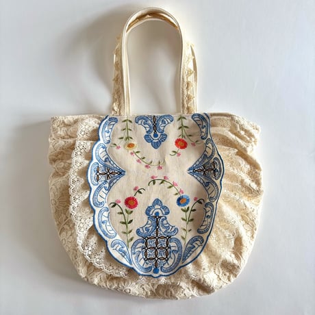 flower embroidery gather bag  ”A"