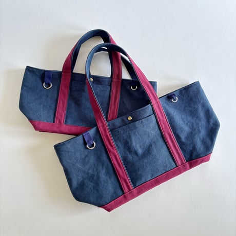 canvas tote bag (navy & bordeaux)