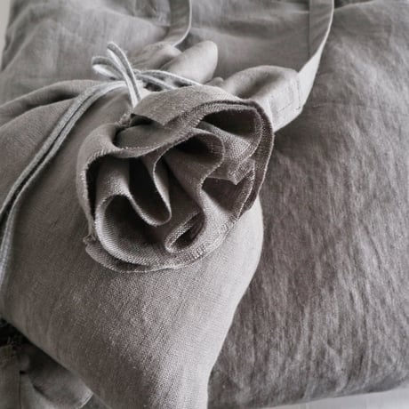 linen tote bag & linen drawstring  shoulder bag  (gray)