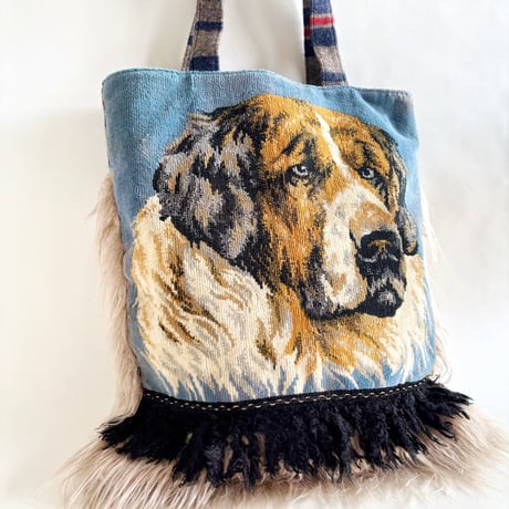 "upcycle" vintage  bag  (dog)