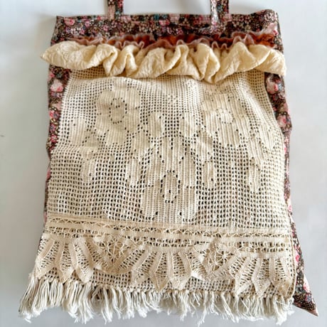 "upcycle" vintage lace  bag  (old rose)