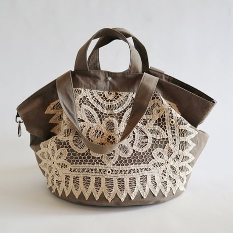 vintage lace bucket bag (mocha)