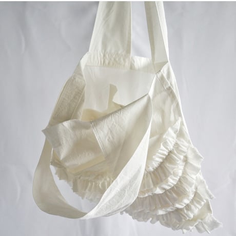 shirring pocket cotton bag (off white)
