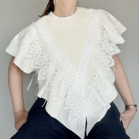 European linen scarf collar (white race)  "b"