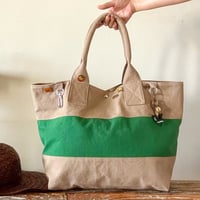 bicolor tote bag (mushroom & green)