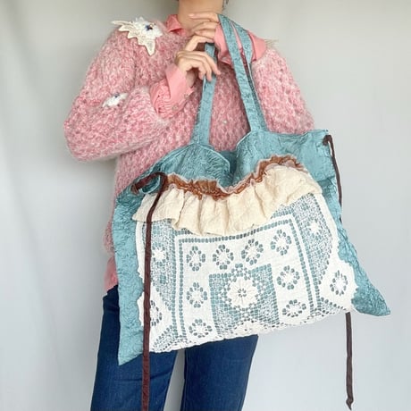 vintage lace  bag  (mint blue)