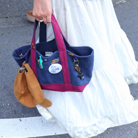 canvas tote bag (navy & bordeaux)