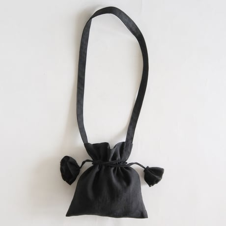 linen tote bag & linen drawstring  shoulder bag  (black)