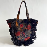 vintage fabric gather bag  "A"