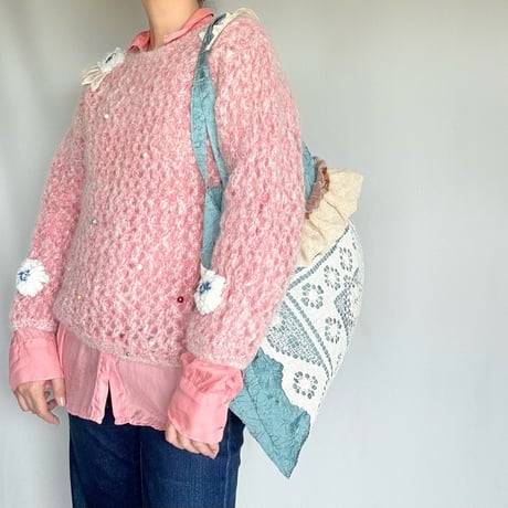 vintage lace  bag  (mint blue)