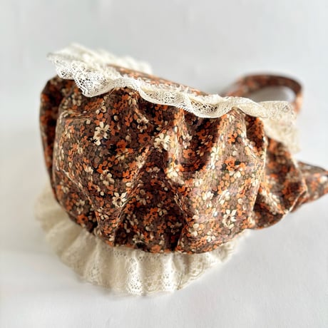 vintage fabric gather bag  "B"
