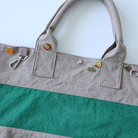 bicolor tote bag (mushroom & green)