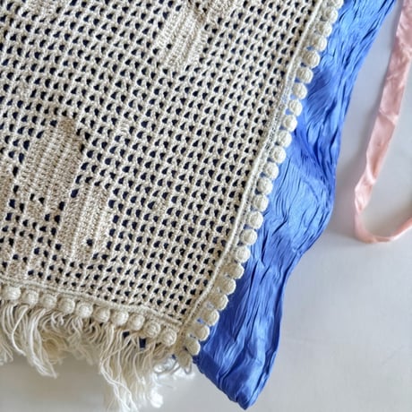 "upcycle" vintage lace  bag  (cornflower blue)