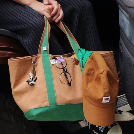 canvas tote bag (brick color  & green)