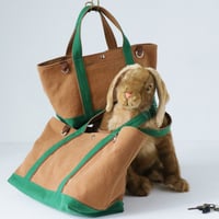 canvas tote bag (brick color  & green)