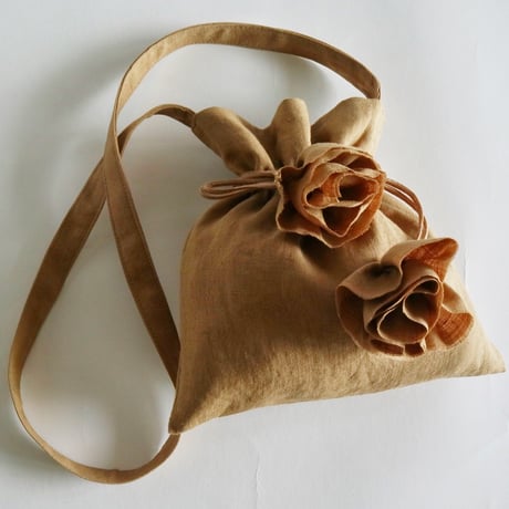 linen tote bag & linen drawstring  shoulder bag ( beige)
