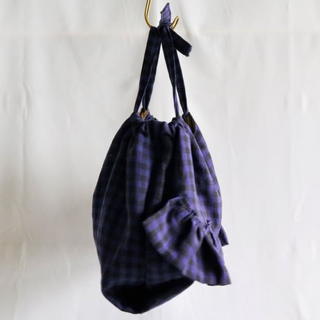 italian linen gingham check  bag (blue)