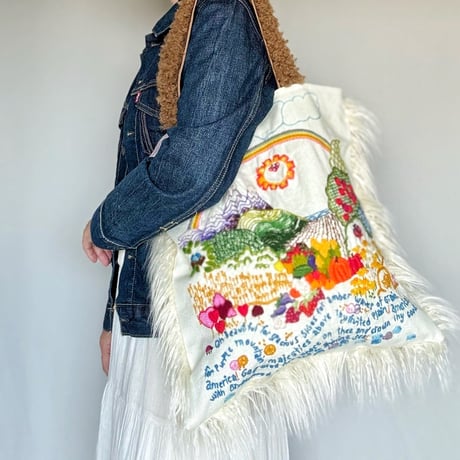 "upcycle" vintage embroidery bag (ecru)