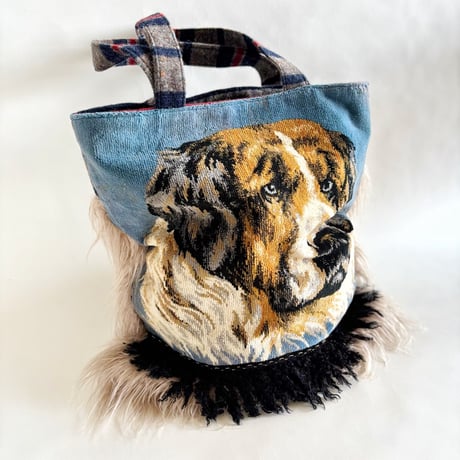 "upcycle" vintage  bag  (dog)