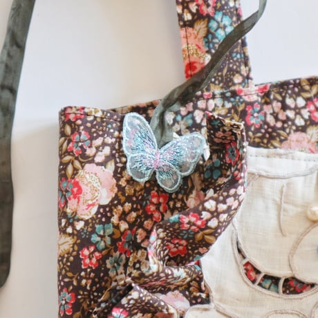 "upcycle" vintage lace  bag  (old rose)
