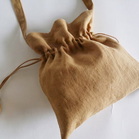 linen tote bag & linen drawstring  shoulder bag ( beige)
